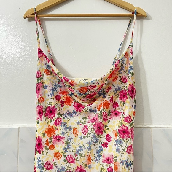 Jessica Simpson L Colorful Floral Sleeveless Asymmetric Hem Ruffle Fairy Dress - Picture 2 of 8